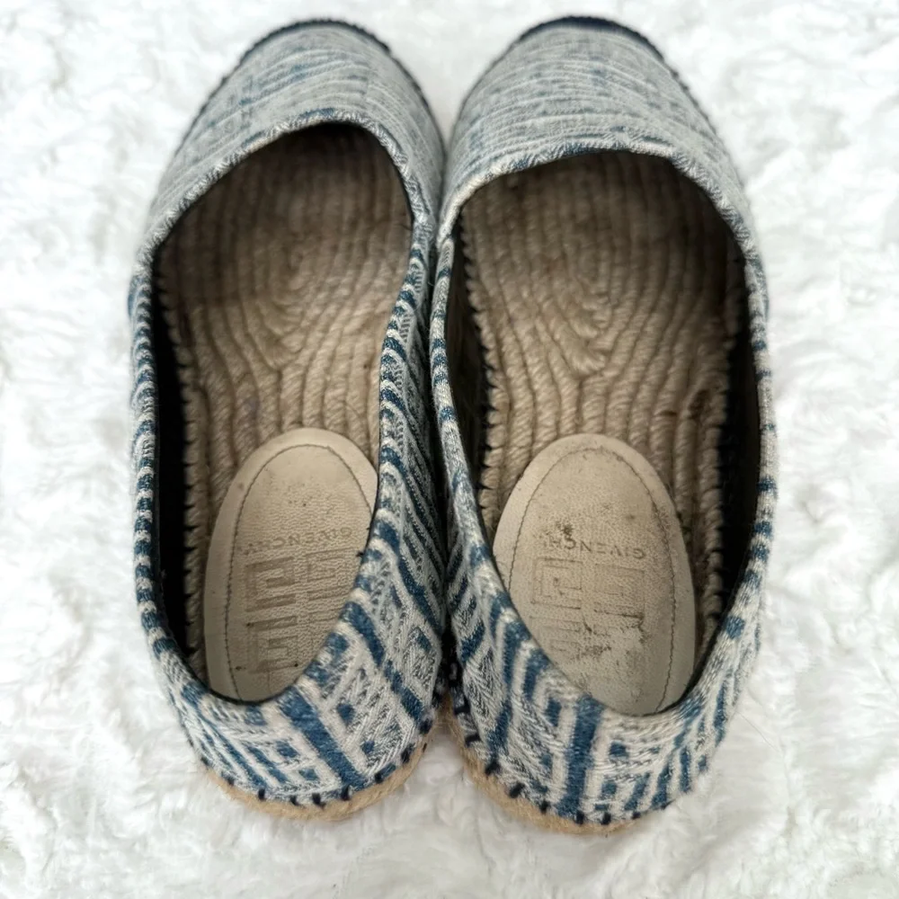 Givenchy Logo 4G Jacquard Espadrilles Flats Denim Navy Blue